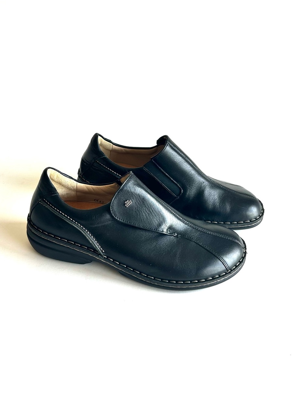 Finn Comfort Black Genuine Leather Rubber Outsole Clog Loafers size EUR42 US11.5